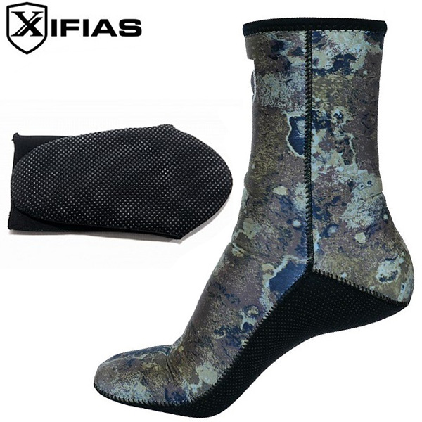 Xifias® Αντιολισθητικά Καλτσάκια Κατάδυσης 3mm με Nylon Jersey Εξωτερικά & Διπλή Φόδρα Plush Jersey Εσωτερικά - Πράσινη Παραλλαγή σε Διάφορα Μεγέθη
