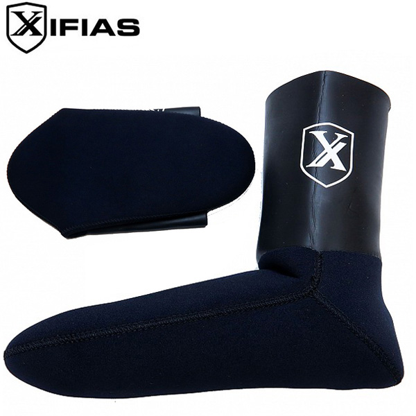 Xifias® Αντιολισθητικά Καλτσάκια Κατάδυσης 3.5mm με Nylon Jersey Εξωτερικά & Διπλή Φόδρα Plush Jersey Εσωτερικά - Μαύρα σε Διάφορα Μεγέθη
