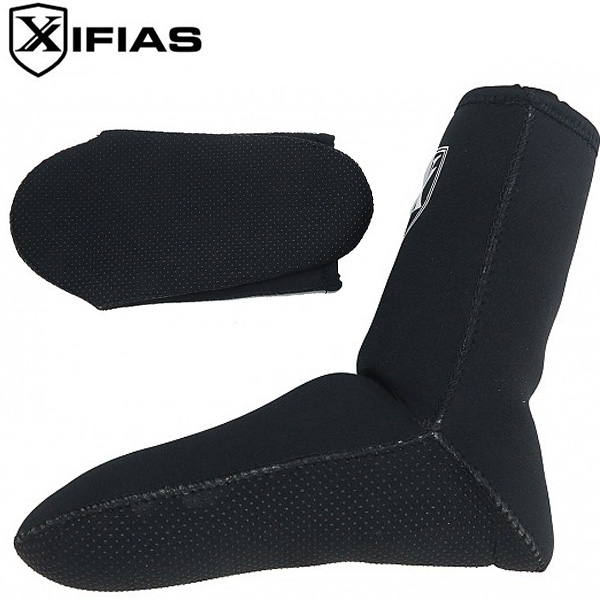 Xifias® Αντιολισθητικά Καλτσάκια Κατάδυσης 3mm με Nylon Jersey Εξωτερικά & Διπλή Φόδρα Plush Jersey Εσωτερικά - Μαύρα σε Διάφορα Μεγέθη
