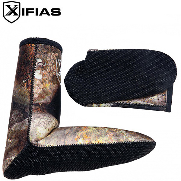 Xifias® Αντιολισθητικά Καλτσάκια Κατάδυσης 3mm με Nylon Jersey Εξωτερικά & Φόδρα Plush Jersey Εσωτερικά - Καφέ Παραλλαγής σε Διάφορα Μεγέθη