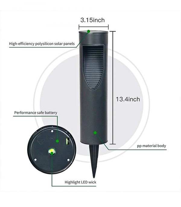 Gotobe® Επιδαπέδιο Ηλιακό Φωτιστικό Κήπου Αδιάβροχο Επαναφορτιζόμενο Θερμού Φωτισμού 3000Κ Μαύρο Σέτ 2τμχ 52501