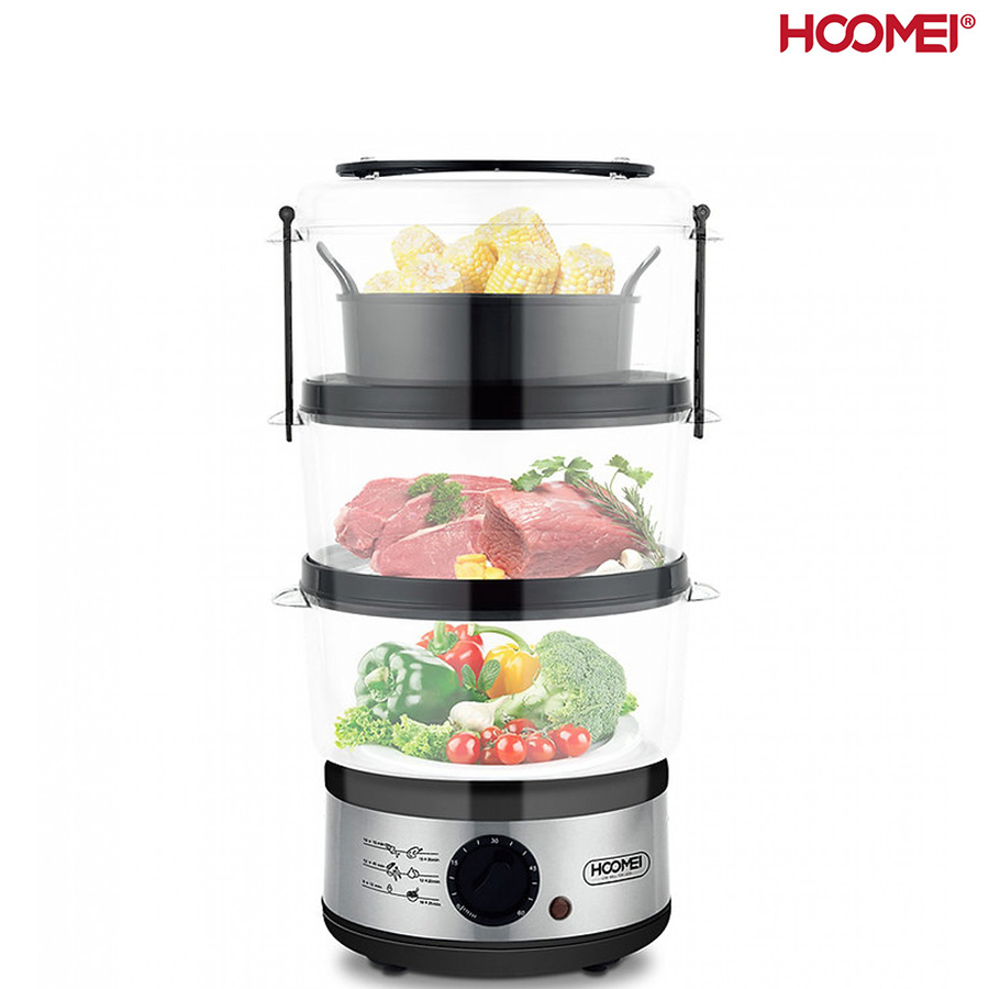 Hoomei® Ατμομάγειρας 500W 7.5lt με 3 Επίπεδα Μαγειρέματος & Χρονοδιακόπτη HM-5932