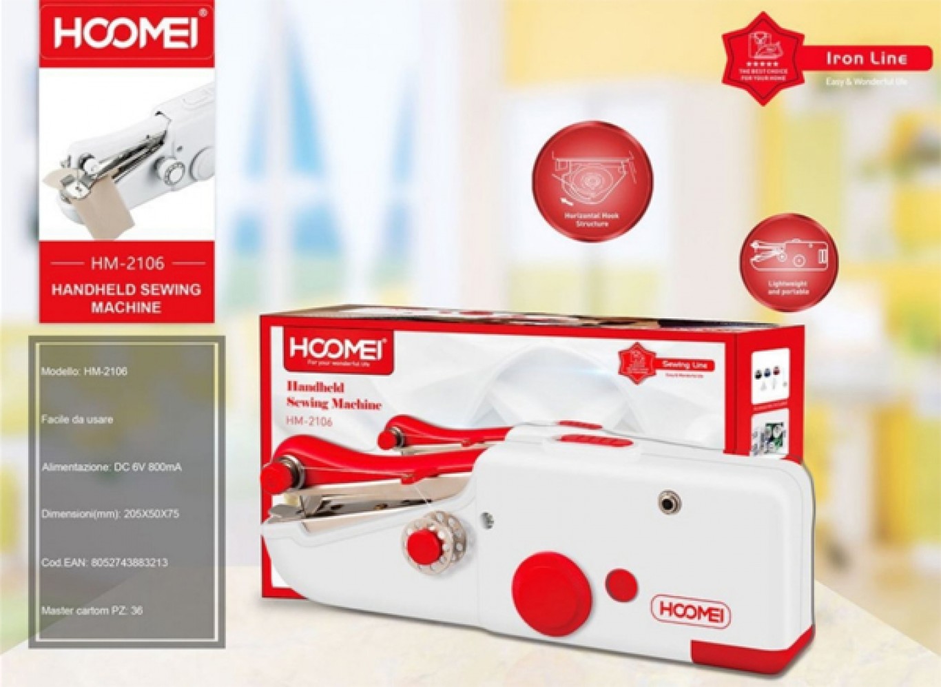 Hoomei® Μίνι Ραπτομηχανή Χειρός με Ρυθμιζόμενο Μήκος Βελονιάς
