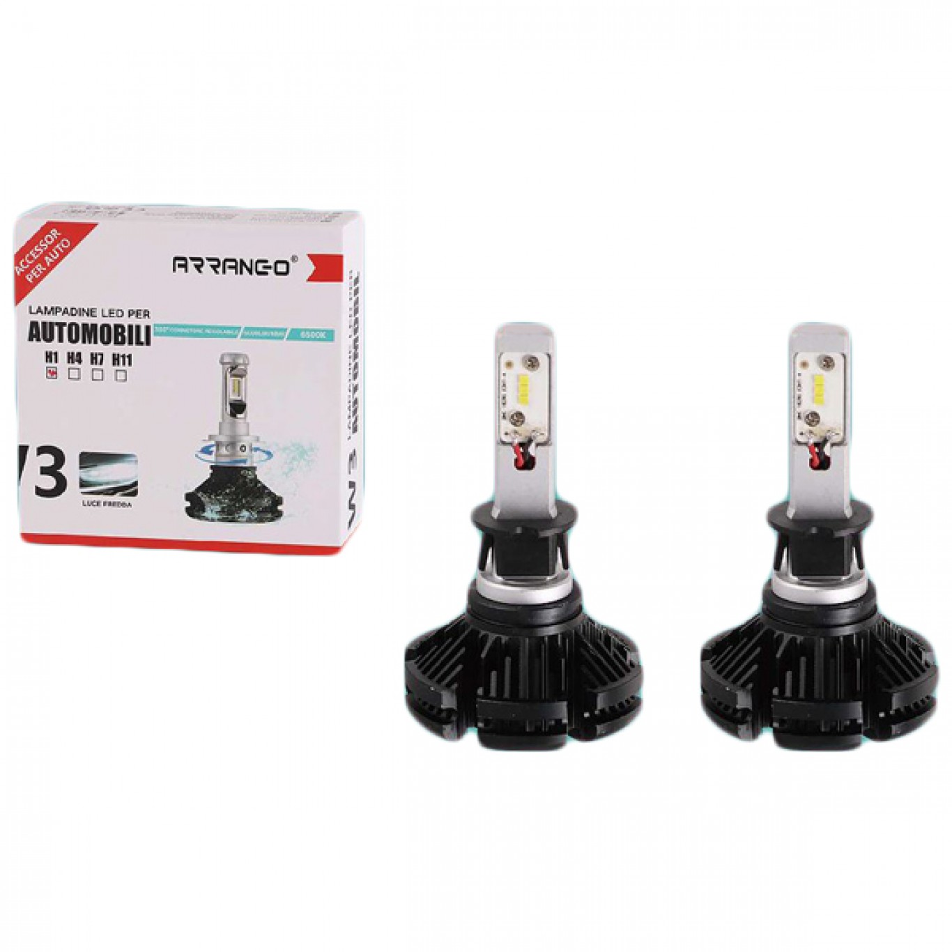 2x ARRANGO Λαμπτήρες LED SMD Φώτα Πορείας H1 48W 6500K W3 5000Lm