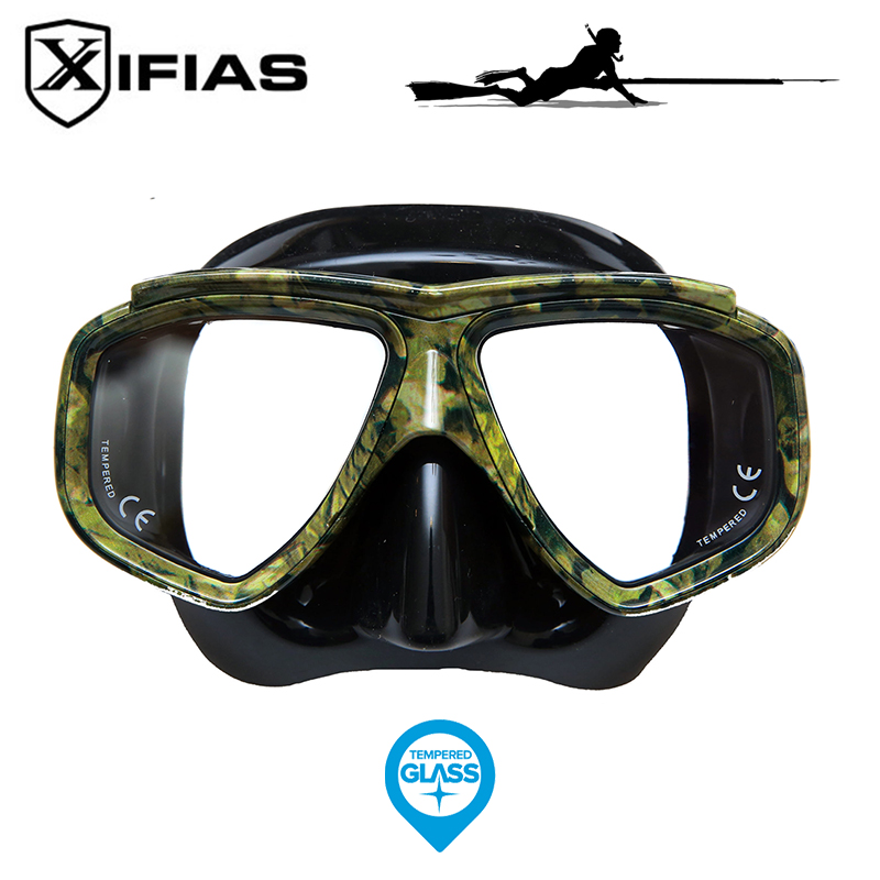 Xifias Sub® Καταδυτική Μάσκα Camo Παραλλαγής Σιλικόνης Tempered Glass με Θήκη Μεταφοράς