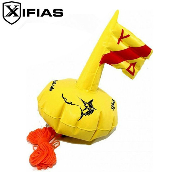 Xifias Sub® Σημαδούρα Δύτη Ψαροντούφεκου Σφαιρική 38cm από PVC με Σημαία & Σχοινί Νάυλον 20m