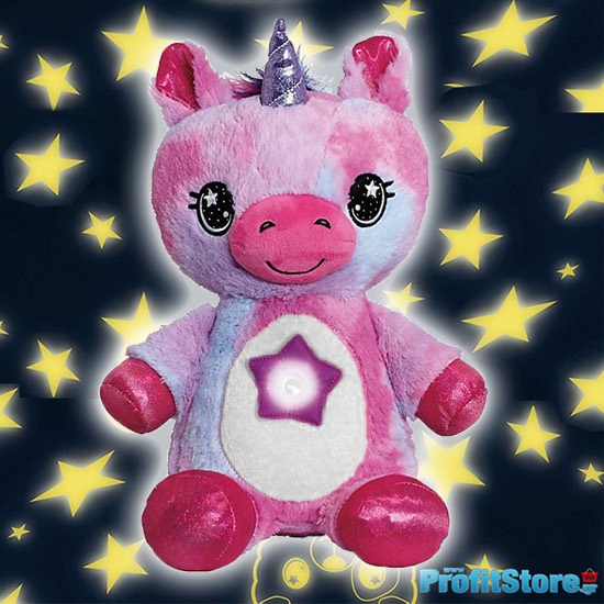 Starry Teddy Προτζέκτορας Αστεριών, Λούτρινο Αρκουδάκι 30cm & Νυχτερινό Φωτιστικό LED Νανουρίσματος - Huggable Night Light Ροζ Μονόκερος