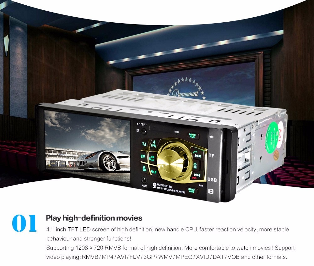 Mp5 Player 1 din Bluetooth με Οθόνη 4.1″ TFT 4032