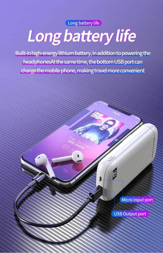 Ασύρματα Ακουστικά A5-TWS Touch Bluetooth White - Θήκη Φόρτισης & Powerbank 3600mAh 