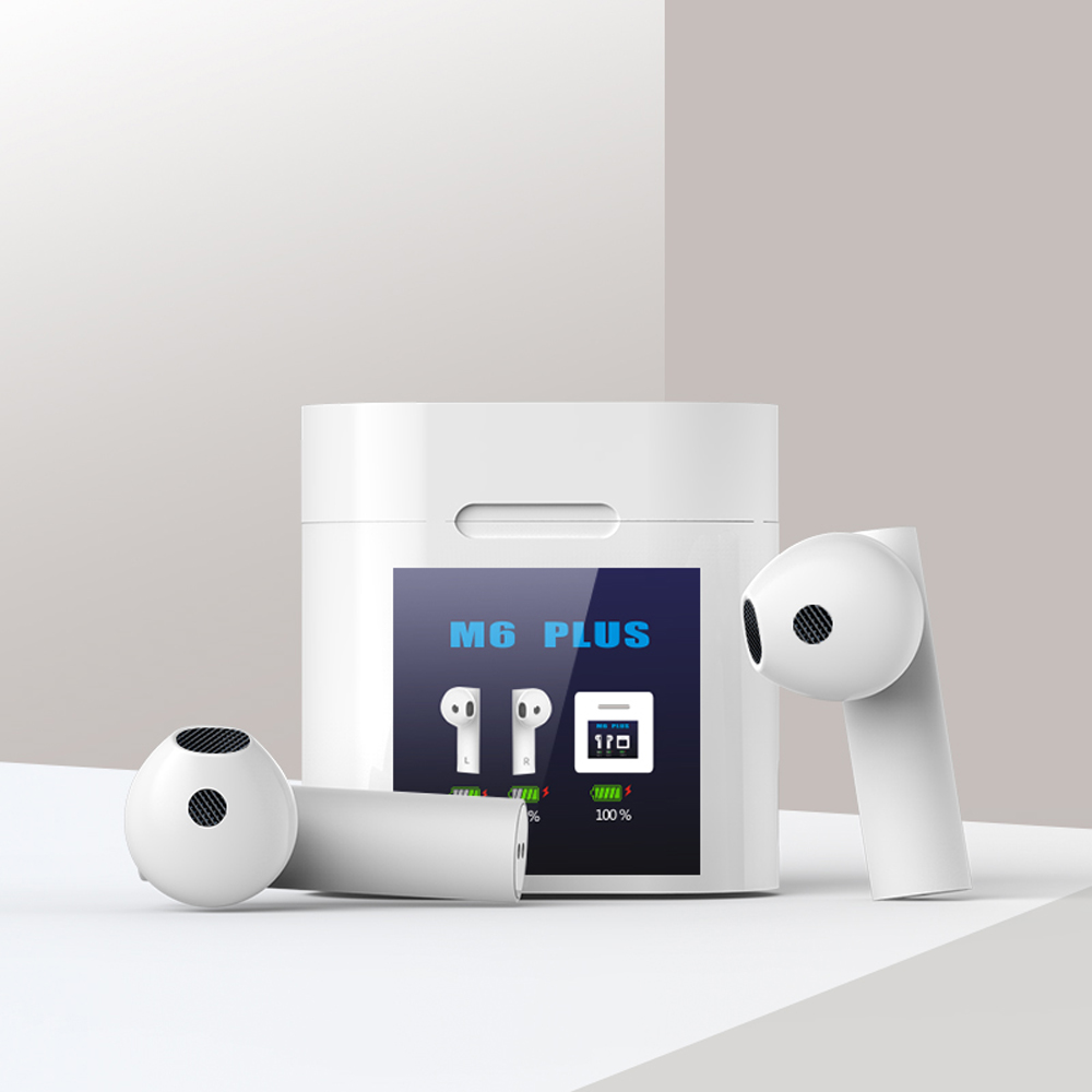 Ασύρματα Ακουστικά Bluetooth με Θήκη Φόρτισης, Οθόνη LCD & Μέτρηση Θερμοκρασίας Σώματος - TWS Άσπρο