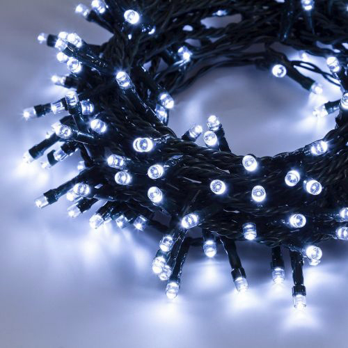 100 LED Λαμπάκια Επεκτεινόμενα με Μαύρο Καλώδιο - Λευκό Ψυχρό