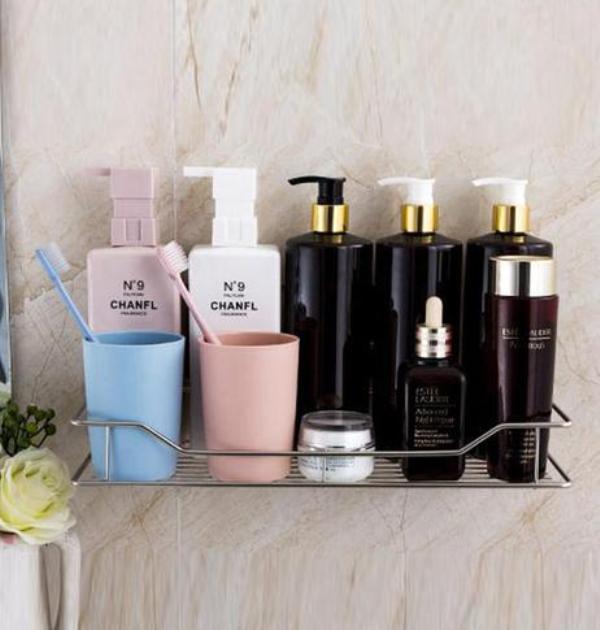 Αυτοκόλητο Ράφι Αποθήκευσης για Μπάνιο από Ανοξείδωτο Ατσάλι - Stainless Steel Storage Rack for Bathroom