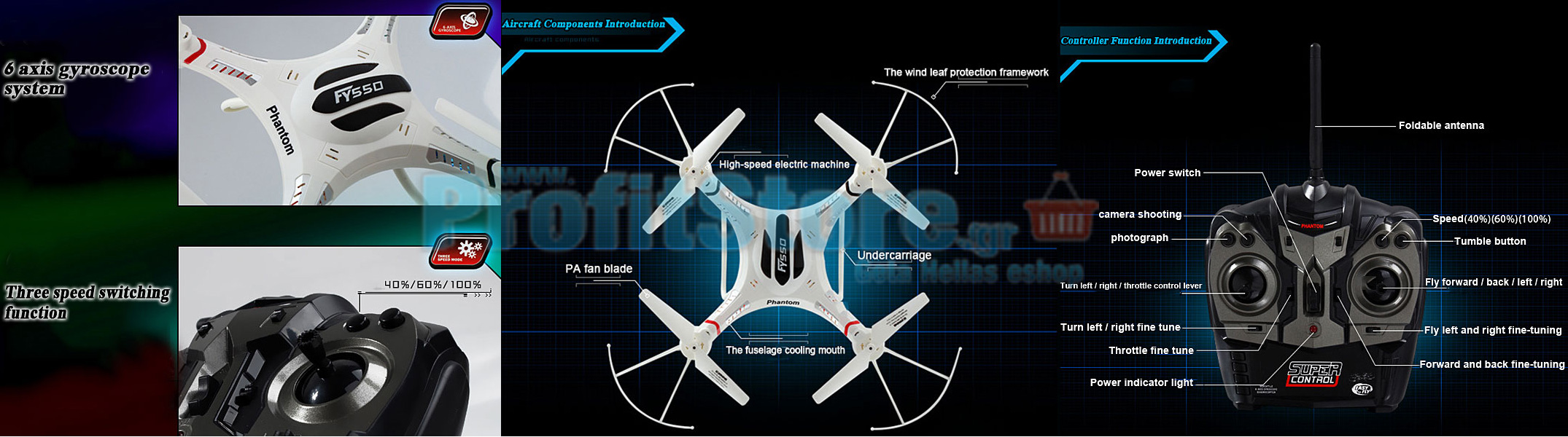 Τηλεκατευθυνόμενο Ελικόπτερο Quadcopter 6 Axis Gyro 2.4GHz 3D-360 για Απίθανα Ακροβατικά