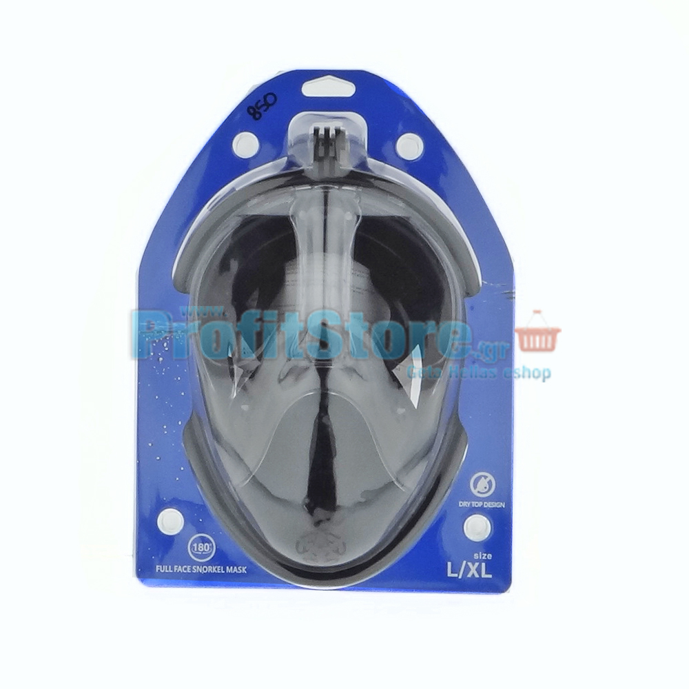 Sub Full Face Snorkel Mask Xifias 850 BLACK - Ολοπρόσωπη Μάσκα με Αναπνευστήρα και Βάση για Action Camera