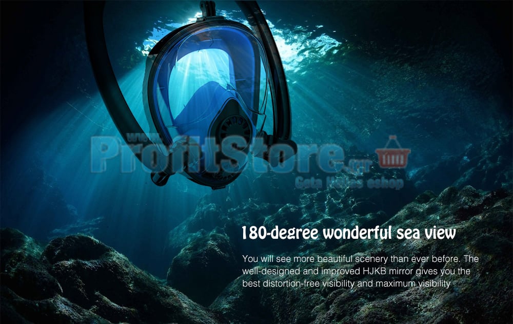 Sub Full Face Snorkel Mask HJKB K2 - Ολοπρόσωπη Μάσκα με 2 Αναπνευστήρες και Βάση για Action Camera