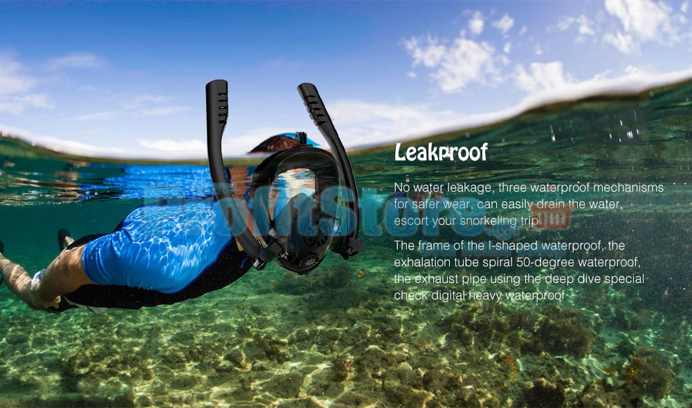 Sub Full Face Snorkel Mask HJKB K2 - Ολοπρόσωπη Μάσκα με 2 Αναπνευστήρες και Βάση για Action Camera