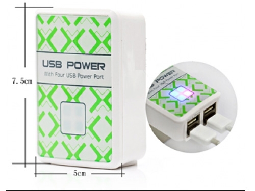Φορτιστής Ρεύματος με 4 Εξόδους USB 5000mA