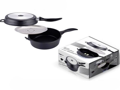 Διπλό Τηγάνι Double Frying Pan, Κατασκευασμένο Από Αλουμίνιο, Με Αντικολλητική Επικάλυψη