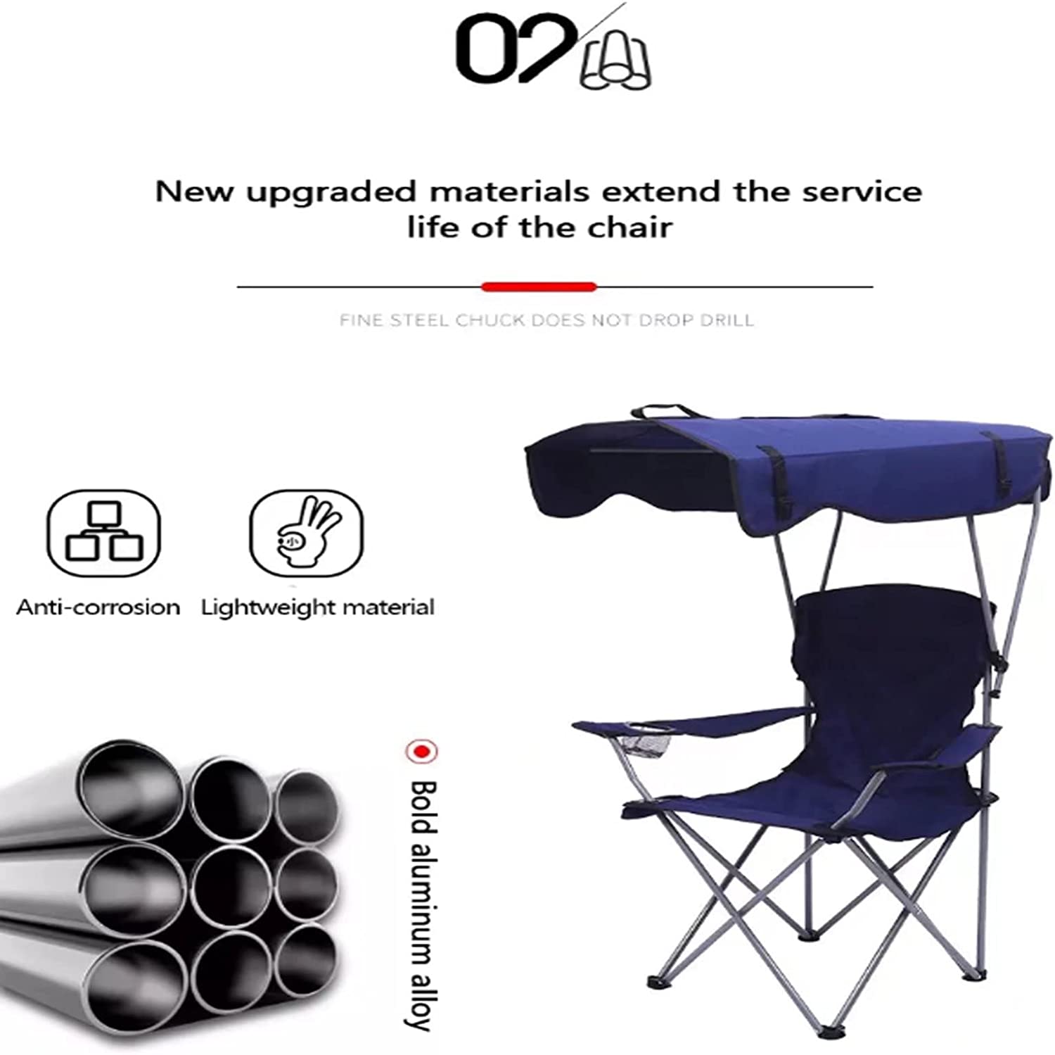Πτυσσόμενη Καρέκλα Ψαρέματος - Παραλίας Αλουμινίου με Θήκη Ποτηριού & Τέντα Πτυσσόμενη Καρέκλα Ψαρέματος - Παραλίας Αλουμινίου με Θήκη Ποτηριού & Τέντα
