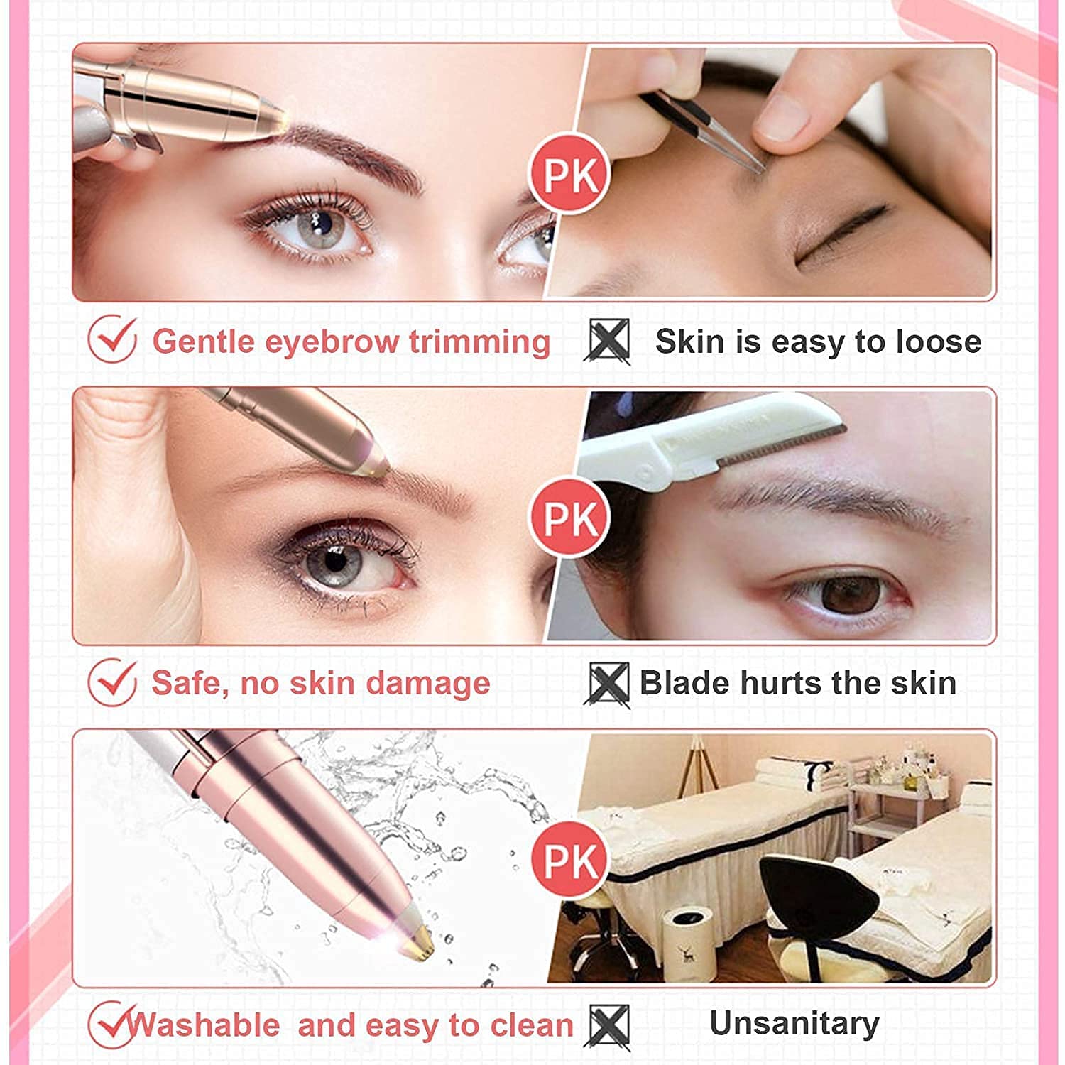 Υποαλλεργικό Eyebrows Hair Remover Αποτριχωτικό Φρυδιών για Όλους τους Τύπους Δέρματος USB Επαναφορτιζόμενο Υποαλλεργικό Eyebrows Hair Remover Αποτριχωτικό Φρυδιών για Όλους τους Τύπους Δέρματος USB Επαναφορτιζόμενο