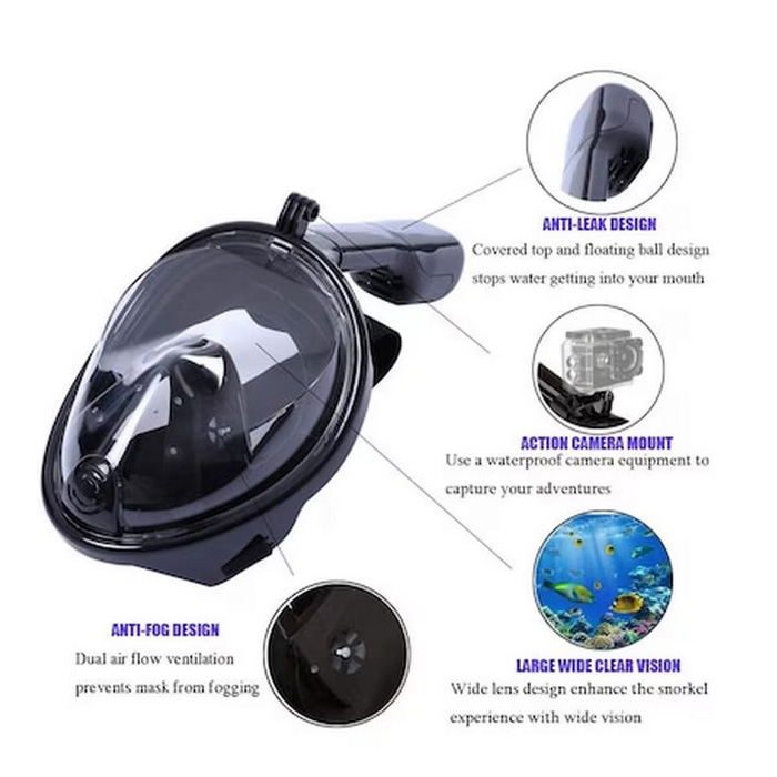 Sub Full Face Snorkel - Ολοπρόσωπη Μάσκα Κατάδυσης με Αναπνευστήρα & Βάση για Action Camera Sub Full Face Snorkel - Ολοπρόσωπη Μάσκα Κατάδυσης με Αναπνευστήρα & Βάση για Action Camera