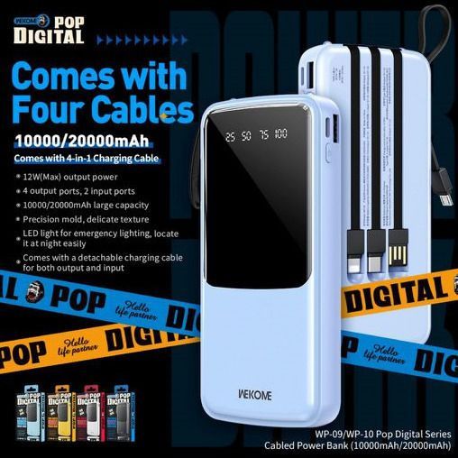 Επαναφορτιζόμενο Power Bank Γρήγορης Φορτιστής 10000mAh 12W με θύρες USB Type-C & Lightning - Κίτρινο