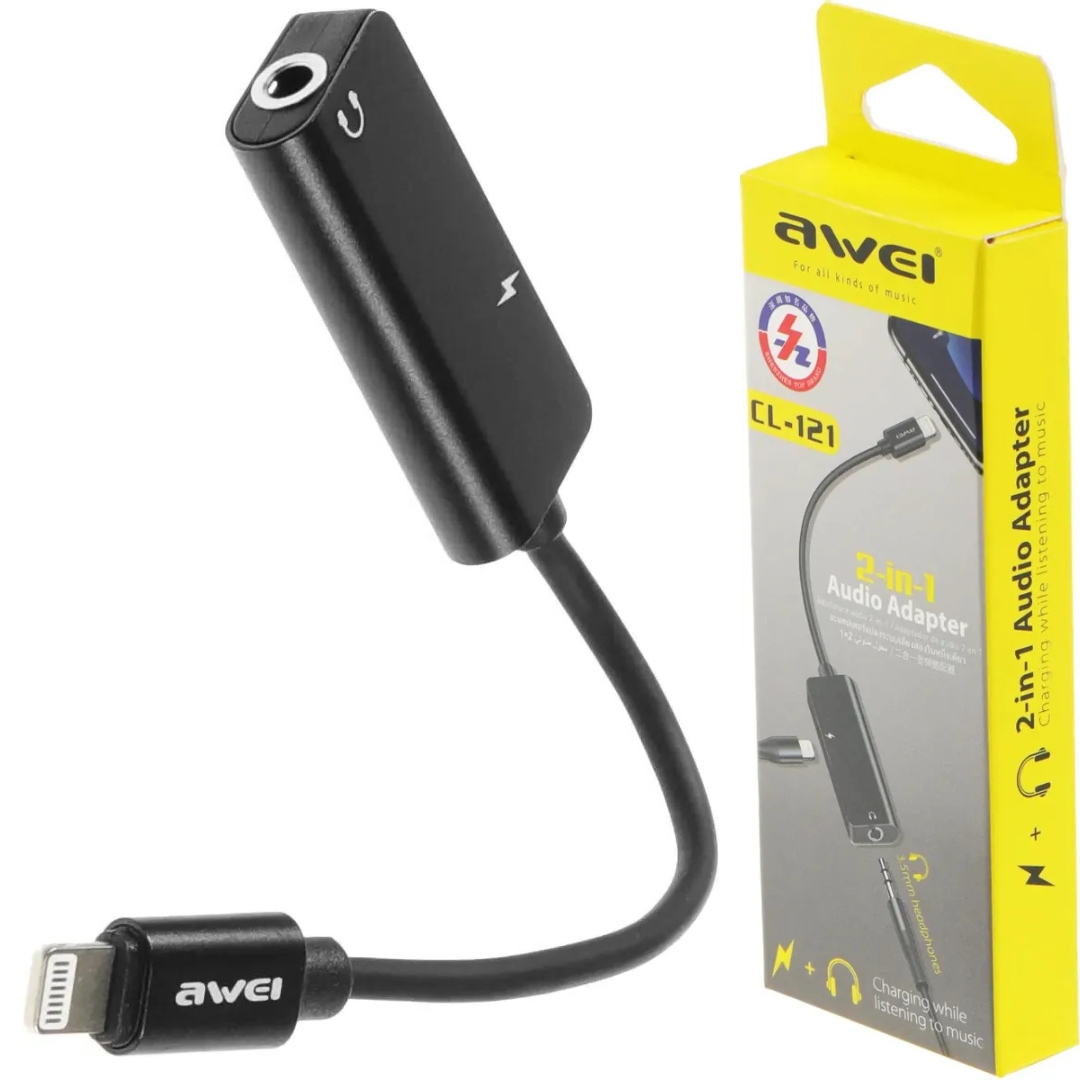 2 σε 1 Αντάπτορας Lightning σε AUX 3.5mm & Θύρα Φόρτισης Type-C - AWEI