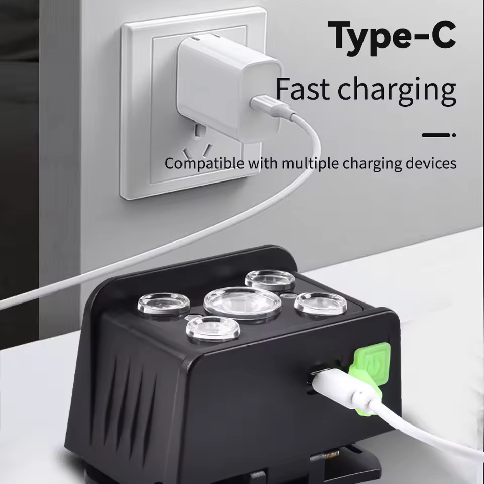 Αδιάβροχος Επαναφορτιζόμενος Φακός Κεφαλής LED με Ηλιακή Φόρτιση & USB Type-C