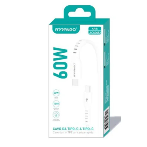 Καλώδιο Φόρτισης 1m - 60W Type-C σε Type-C 3.0 Α - Arrango Καλώδιο Φόρτισης 1m - 60W Type-C σε Type-C 3.0 Α - Arrango