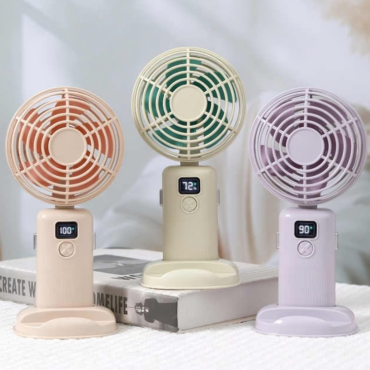 Φορητό Ανεμιστηράκι Χειρός με Οθόνη Ενδείξεων & Βάση Κινητού Φορητό Ανεμιστηράκι Χειρός με Οθόνη Ενδείξεων & Βάση Κινητού