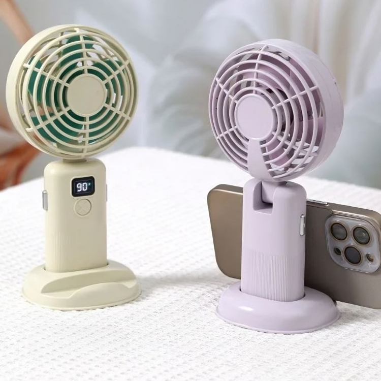 Φορητό Ανεμιστηράκι Χειρός με Οθόνη Ενδείξεων & Βάση Κινητού Φορητό Ανεμιστηράκι Χειρός με Οθόνη Ενδείξεων & Βάση Κινητού