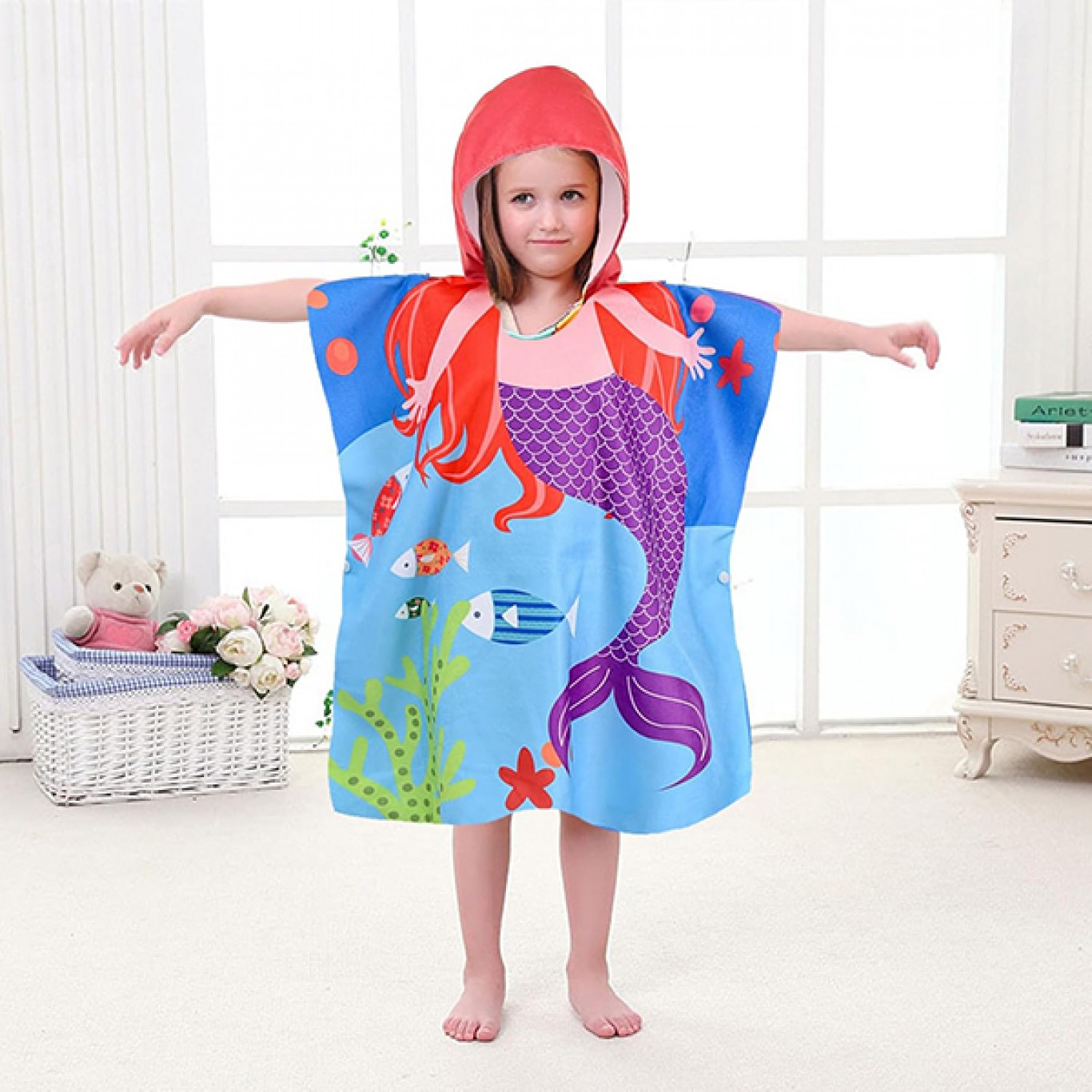 Πετσέτα Θαλάσσης Πόντσο με Κουκούλα 0-8 ετών 60 x 60cm Πετσέτα Θαλάσσης Πόντσο με Κουκούλα 0-8 ετών 60 x 60cm