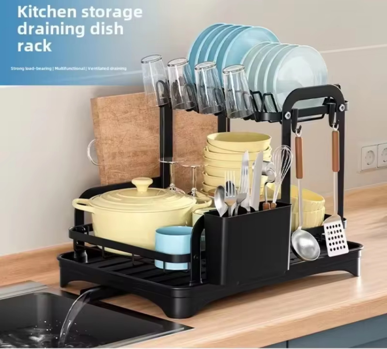 Διόροφο Μεταλλικό Στεγνωτήριο Πιάτων και Ποτηριών Πάγκου με Πλαστικό Δίσκο, Θήκες για Μαχαιροπήρουνα και Ποτήρια 42×30×32cm Διόροφο Μεταλλικό Στεγνωτήριο Πιάτων και Ποτηριών Πάγκου με Πλαστικό Δίσκο, Θήκες για Μαχαιροπήρουνα και Ποτήρια 42×30×32cm