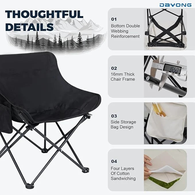 Φορητή Πτυσσόμενη Καρέκλα Κάμπινγκ -Παραλίας με Πλαϊνή Τσέπη και Θήκη Μεταφοράς Μαύρη έως 120 Κιλά Φορητή Πτυσσόμενη Καρέκλα Κάμπινγκ -Παραλίας με Πλαϊνή Τσέπη και Θήκη Μεταφοράς Μαύρη έως 120 Κιλά