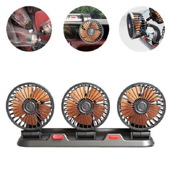 Τριπλός Ανεμιστήρας Αυτοκινήτου 12V με Βραχίονες