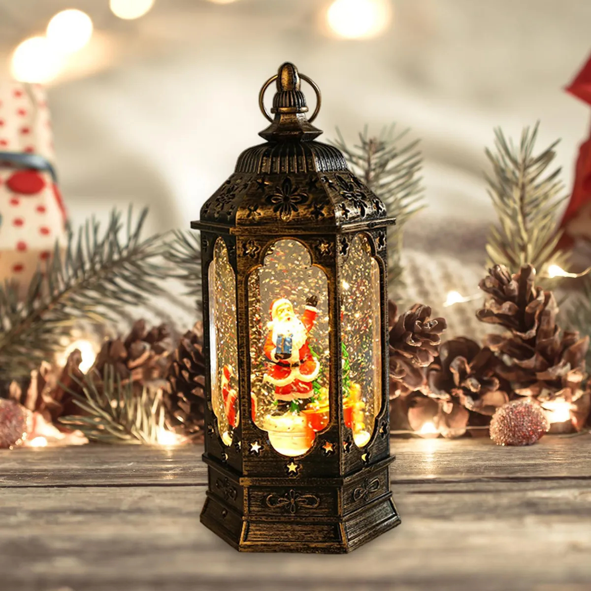 Χριστουγεννιάτικο Διακοσμητικό Φωτιζόμενο Φανάρι με Κινούμενο Χιόνι  Χριστουγεννιάτικο Διακοσμητικό Φωτιζόμενο Φανάρι με Κινούμενο Χιόνι