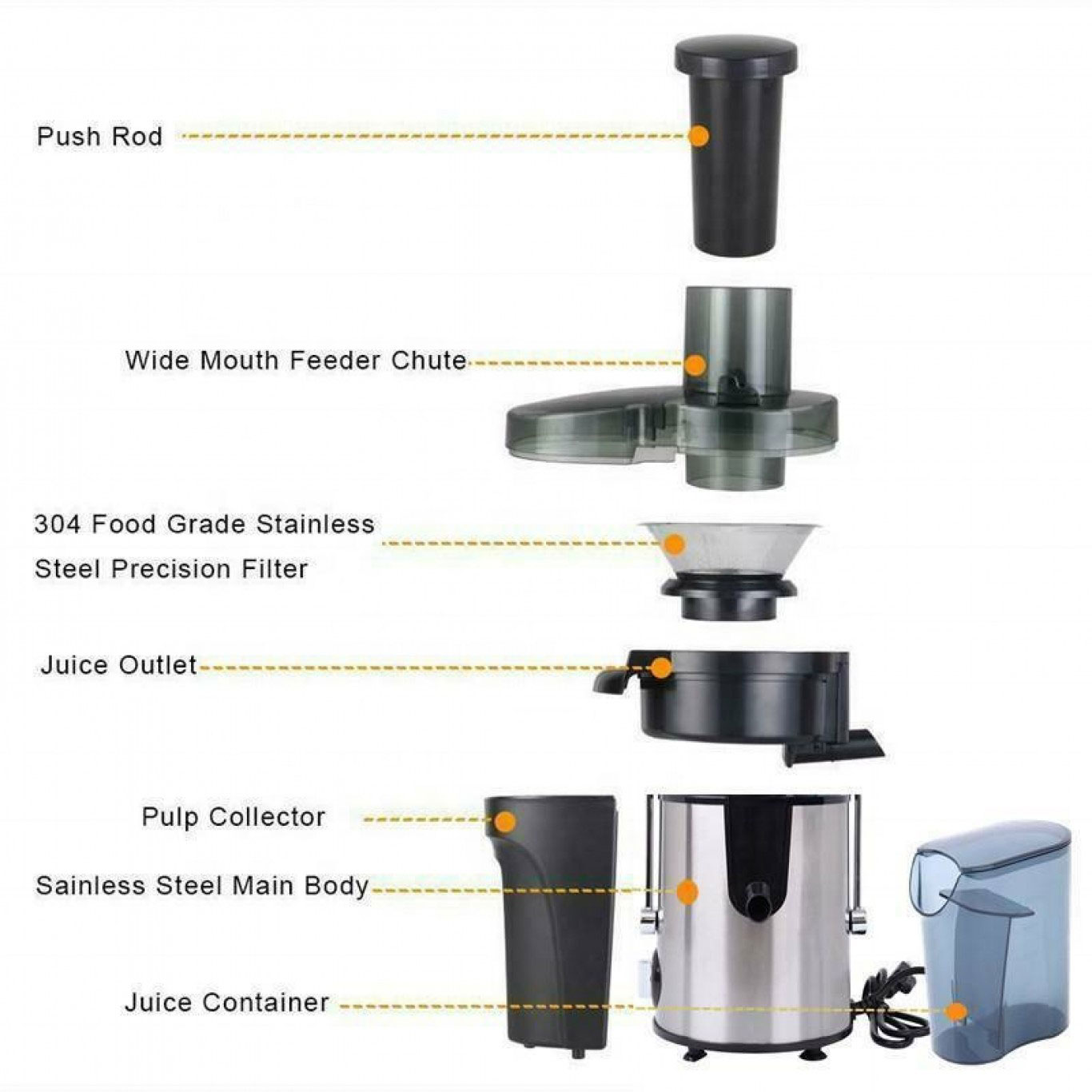 Ηλεκτρικός Αποχυμωτής Φρούτων και Λαχανικών 1500W με 2 Ταχύτητες - SILVER LOVE Ασημί/Μαύρο  Ηλεκτρικός Αποχυμωτής Φρούτων και Λαχανικών 1500W με 2 Ταχύτητες - SILVER LOVE Ασημί/Μαύρο