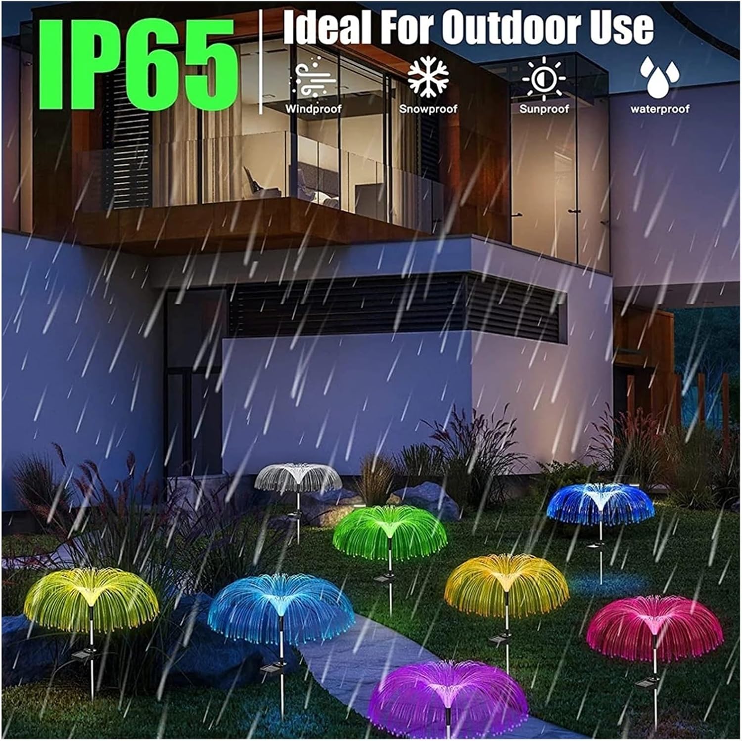 Σετ 2 Ηλιακά RGB Διακοσμητικά Φωτιστικά Κήπου Οπτικής Ίνας σε Σχήμα Βροχής IP65  Σετ 2 Ηλιακά RGB Διακοσμητικά Φωτιστικά Κήπου Οπτικής Ίνας σε Σχήμα Βροχής IP65