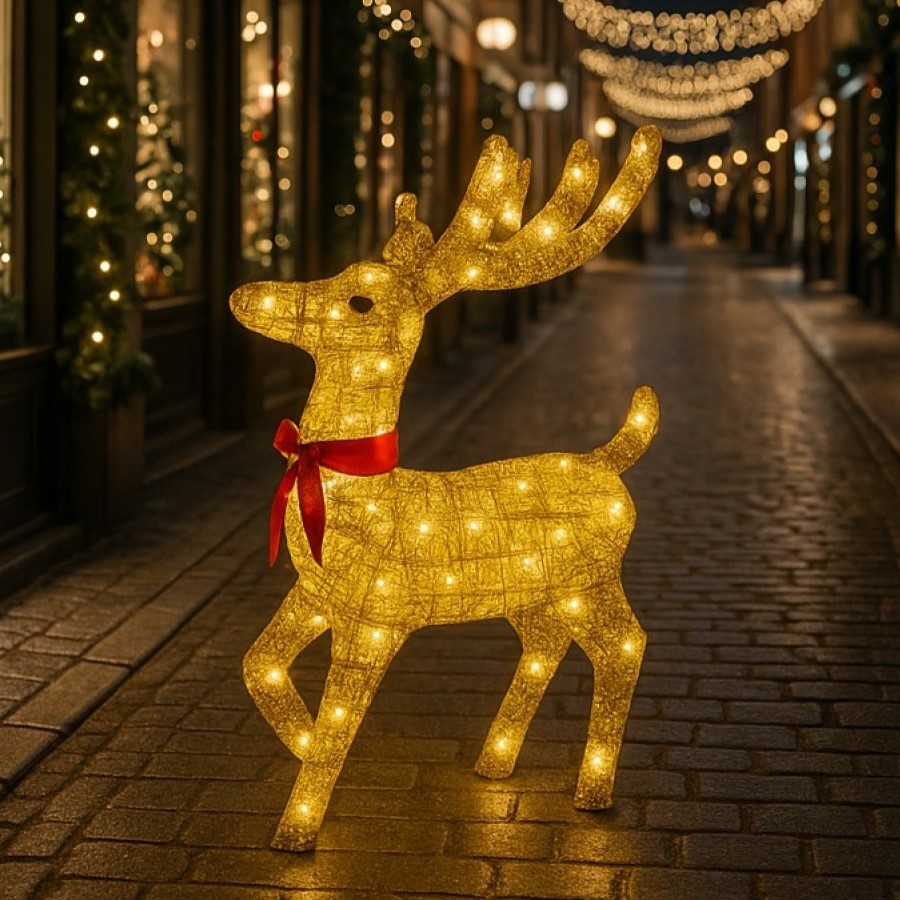 Διακοσμητικός Τάρανδος LED με Κόκκινη Κορδέλα 90cm Διακοσμητικός Τάρανδος LED με Κόκκινη Κορδέλα 90cm