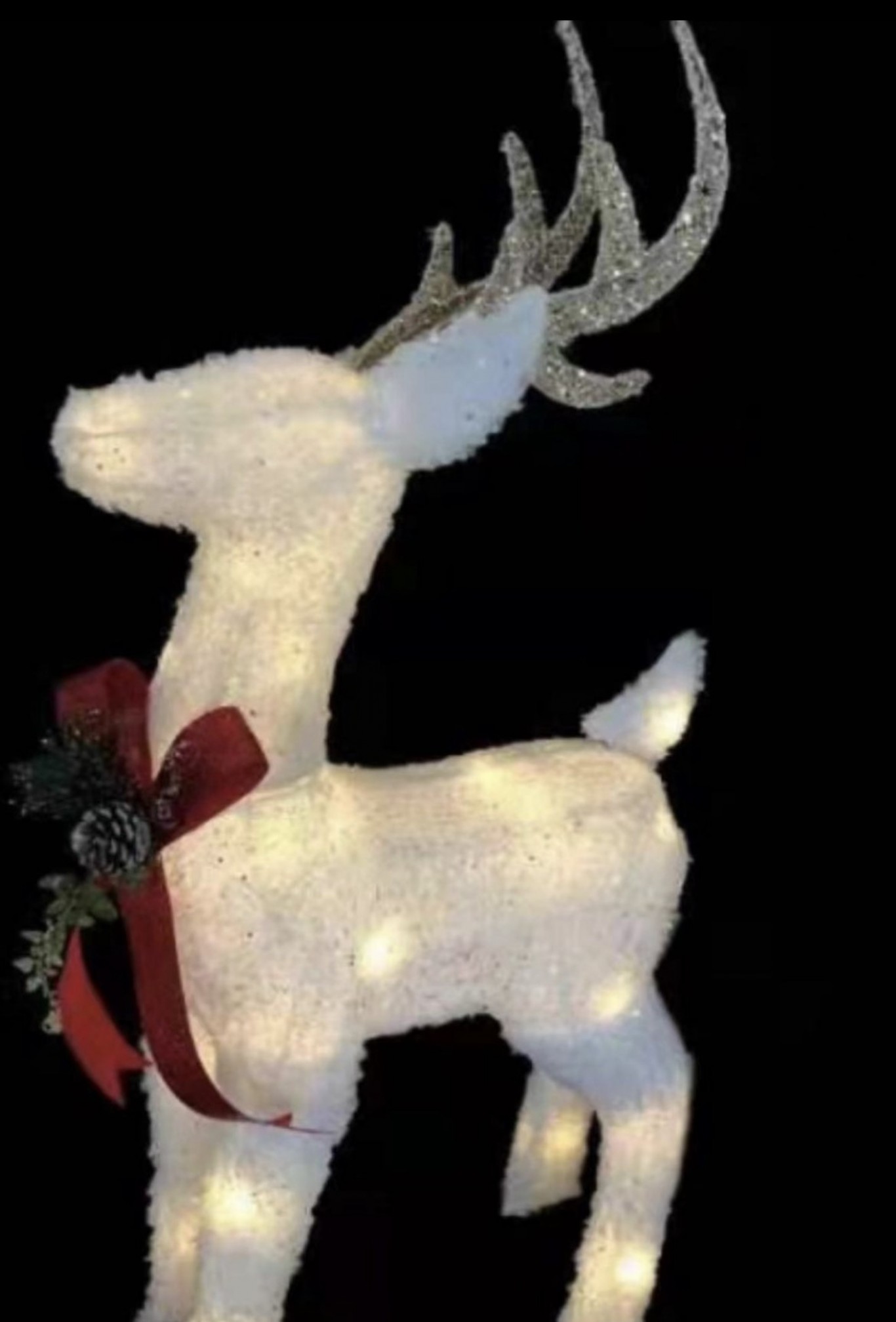 Χριστουγεννιάτικη Διακοσμητική Φιγούρα Λευκός Τάρανδος με Κόκκινη Κορδέλα & LED - 90 cm Χριστουγεννιάτικη Διακοσμητική Φιγούρα Λευκός Τάρανδος με Κόκκινη Κορδέλα & LED - 90 cm