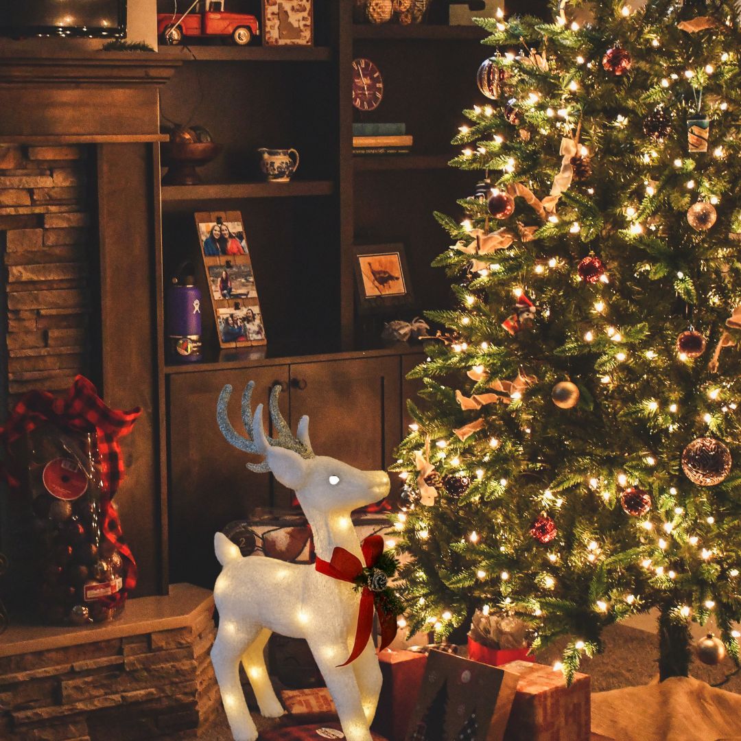 Χριστουγεννιάτικη Διακοσμητική Φιγούρα Λευκός Τάρανδος με Κόκκινη Κορδέλα & LED - 90 cm Χριστουγεννιάτικη Διακοσμητική Φιγούρα Λευκός Τάρανδος με Κόκκινη Κορδέλα & LED - 90 cm