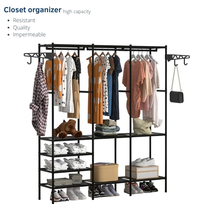 Έπιπλο Εισόδου με Κρεμάστρες & Ράφια 160x33x173 cm με Μεταλλικό Σκελετό Έπιπλο Εισόδου με Κρεμάστρες & Ράφια 160x33x173 cm με Μεταλλικό Σκελετό