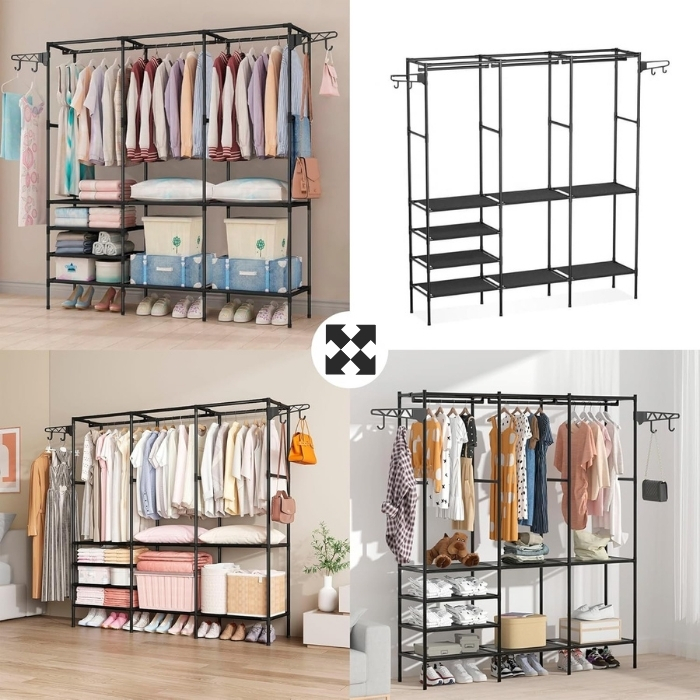 Έπιπλο Εισόδου με Κρεμάστρες & Ράφια 160x33x173 cm με Μεταλλικό Σκελετό Έπιπλο Εισόδου με Κρεμάστρες & Ράφια 160x33x173 cm με Μεταλλικό Σκελετό