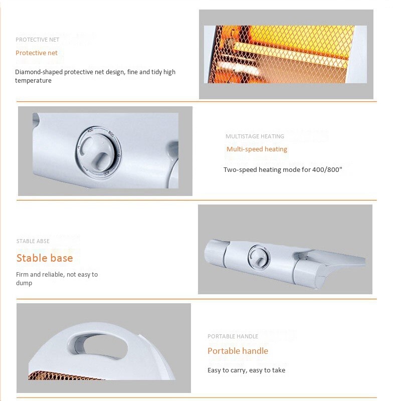 Φορητή Σόμπα Χαλαζία 800W με 2 Λυχνίες και Διακόπτη Ασφαλείας Φορητή Σόμπα Χαλαζία 800W με 2 Λυχνίες και Διακόπτη Ασφαλείας