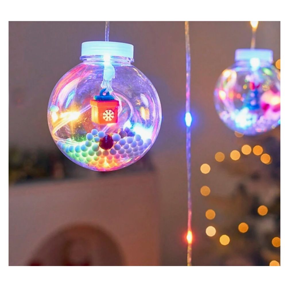 Χριστουγεννιάτικη LED Κουρτίνα 3m με 10 Πολύχρωμες Φωτεινές Μπάλες RGB Χριστουγεννιάτικη LED Κουρτίνα 3m με 10 Πολύχρωμες Φωτεινές Μπάλες RGB