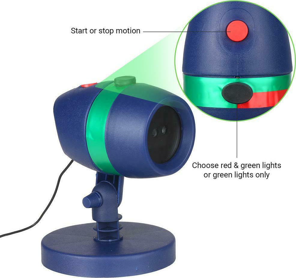 Χριστουγεννιάτικος Laser Προβολέας Εξωτερικού Χώρου Κόκκινος – Πράσινος με Προστασία IP44 και Διπλή Λειτουργία Φωτισμού Χριστουγεννιάτικος Laser Προβολέας Εξωτερικού Χώρου Κόκκινος – Πράσινος με Προστασία IP44 και Διπλή Λειτουργία Φωτισμού