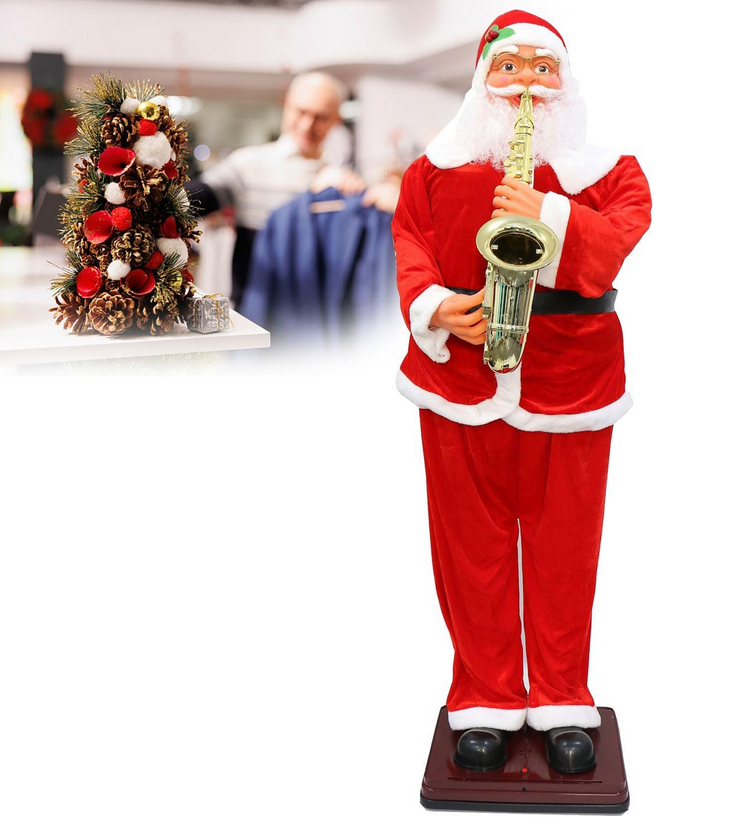 Μουσικός Άγιος Βασίλης 160cm με Αισθητήρα Κίνησης και Σαξόφωνο Μουσικός Άγιος Βασίλης 160cm με Αισθητήρα Κίνησης και Σαξόφωνο