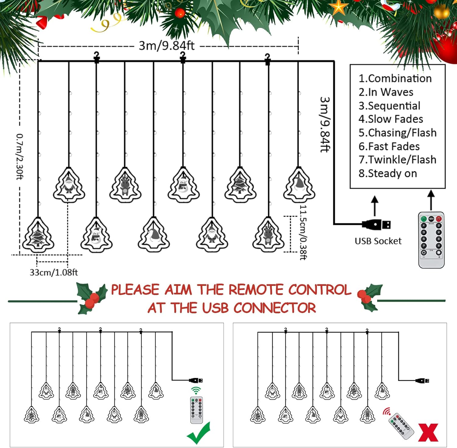 Χριστουγεννιάτικη LED Κουρτίνα 3m με Φιγούρες Θερμού Φωτισμού - Με Τηλεχειριστήριο & 8 Προγράμματα Andowl Χριστουγεννιάτικη LED Κουρτίνα 3m με Φιγούρες Θερμού Φωτισμού - Με Τηλεχειριστήριο & 8 Προγράμματα Andowl