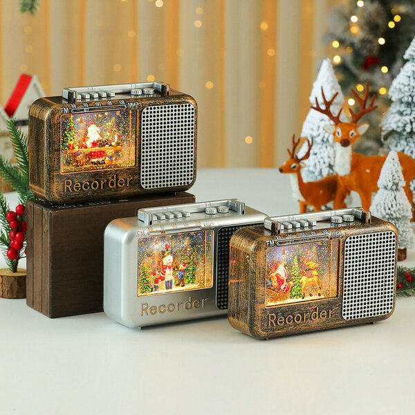 Vintage Χριστουγεννιάτικο Φωτεινό Ραδιόφωνο με Χρυσόσκονη & Μουσική Vintage Χριστουγεννιάτικο Φωτεινό Ραδιόφωνο με Χρυσόσκονη & Μουσική