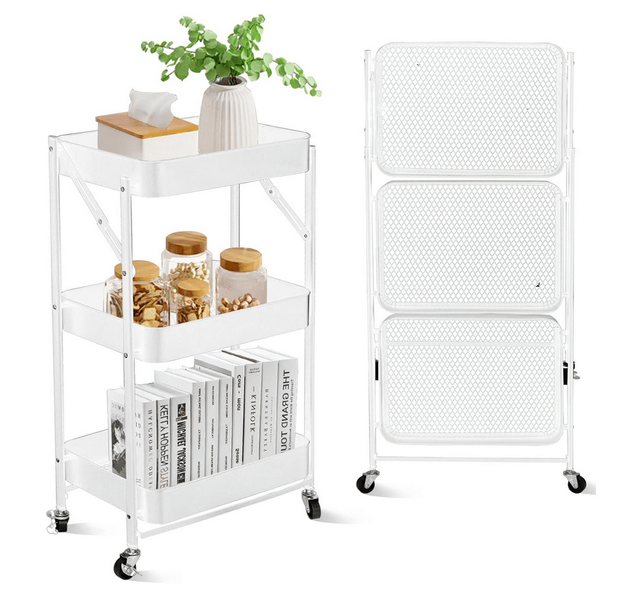 Πτυσσόμενη Τροχήλατη Ραφιέρα Τριών Επιπέδων με Ροδάκια - 45x30x77 cm Πτυσσόμενη Τροχήλατη Ραφιέρα Τριών Επιπέδων με Ροδάκια - 45x30x77 cm